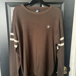 Beverly Hills Polo Club Brown and White Crewneck Sweater